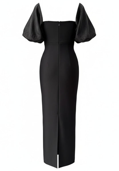 Elegant Black Cross Strap Open Back Mermaid Silhouette Formal Evening Prom Party Dress