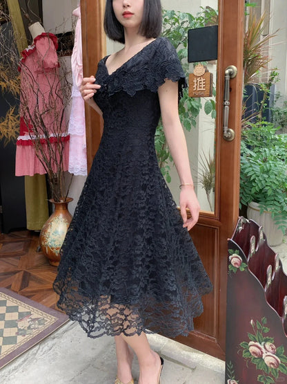 Elegant Black Off The Shoulder Prom Dress With Lace Overlay And Midi A Line Skirt For Formal Evening Party