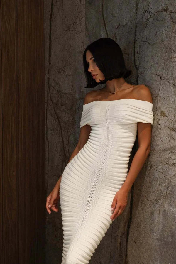 Elegant Convertible Off The Shoulder High Neck Ruched Bodycon Midi Prom Dress For Wedding Guest Bridal Shower Formal Evening