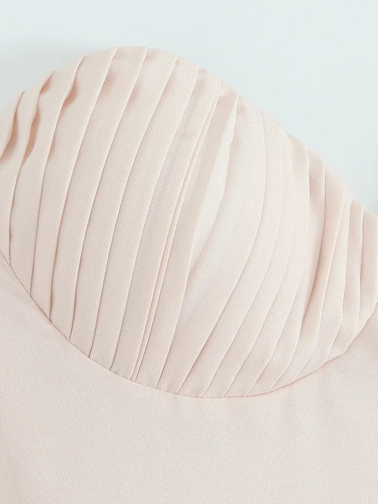 Elegant Light Pink Pleated Sweetheart Neckline Tiered Midi Formal Evening Party Dress