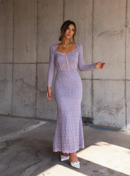 Elegant Long Sleeve Square Neck Sheer Lace Corset Mermaid Maxi Prom Dress For Wedding Guest Bridal Shower Formal Evening