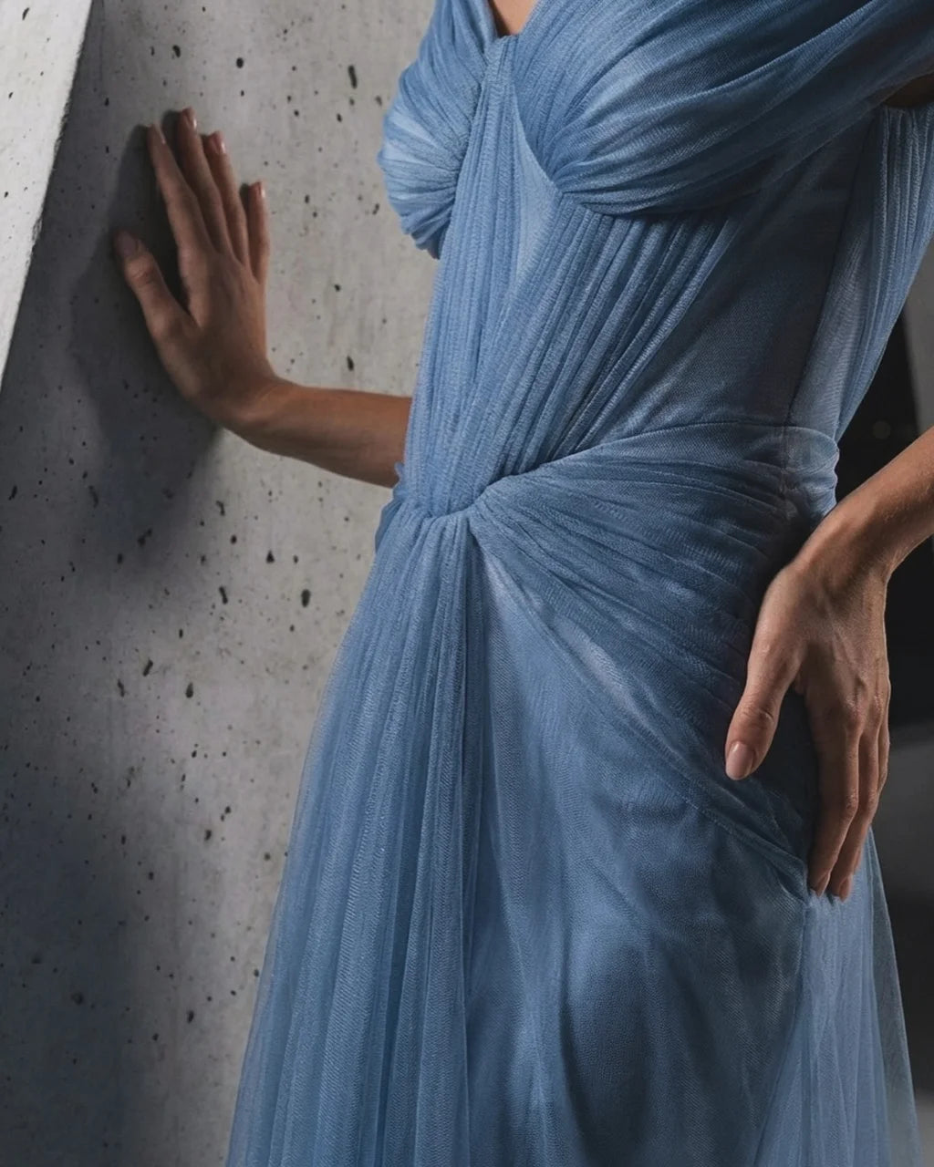 Elegant Off The Shoulder Draped Ruched Tulle Mermaid Maxi Prom Dress with Train