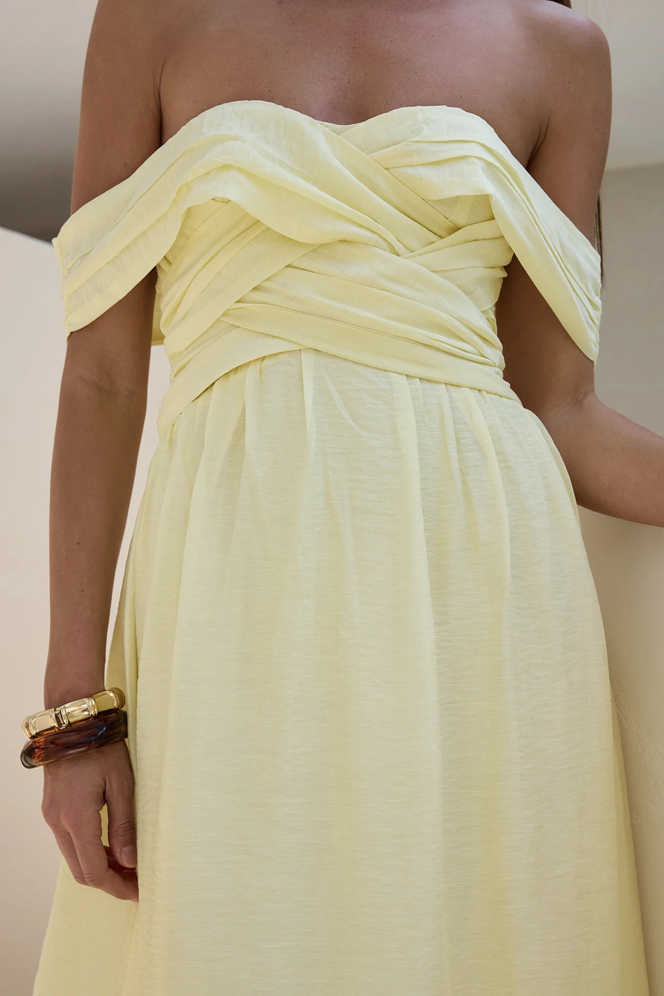 Elegant Off The Shoulder Ruched Waist Flowy A Line Maxi Prom Dress For Wedding Guest Bridal Shower Formal Evening