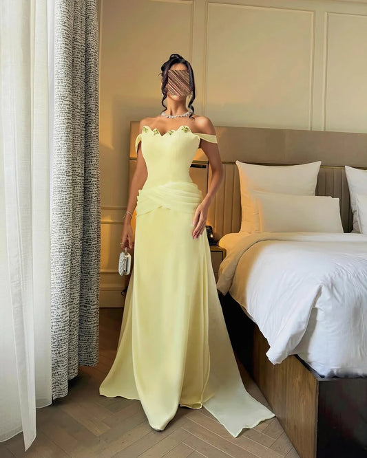 Elegant Off The Shoulder Scallop Edge Beaded Detail Draped Waist Satin Bodycon Maxi Prom Dress With Train For Formal Evening Wedding Guest