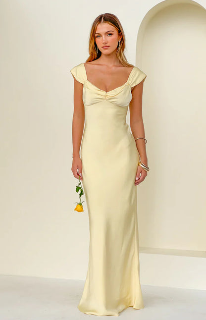 Elegant Off The Shoulder Sweetheart Neck Ruched Bust Satin Mermaid Maxi Prom Dress