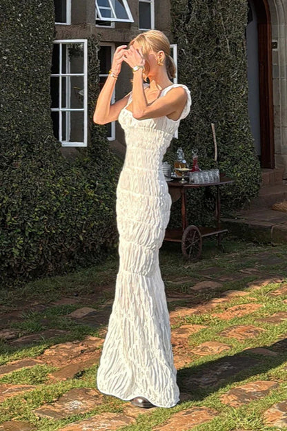 Elegant Off The Shoulder Textured Ruffle Trim Mermaid Maxi Prom Dress For Wedding Guest Bridal Shower Formal Evening