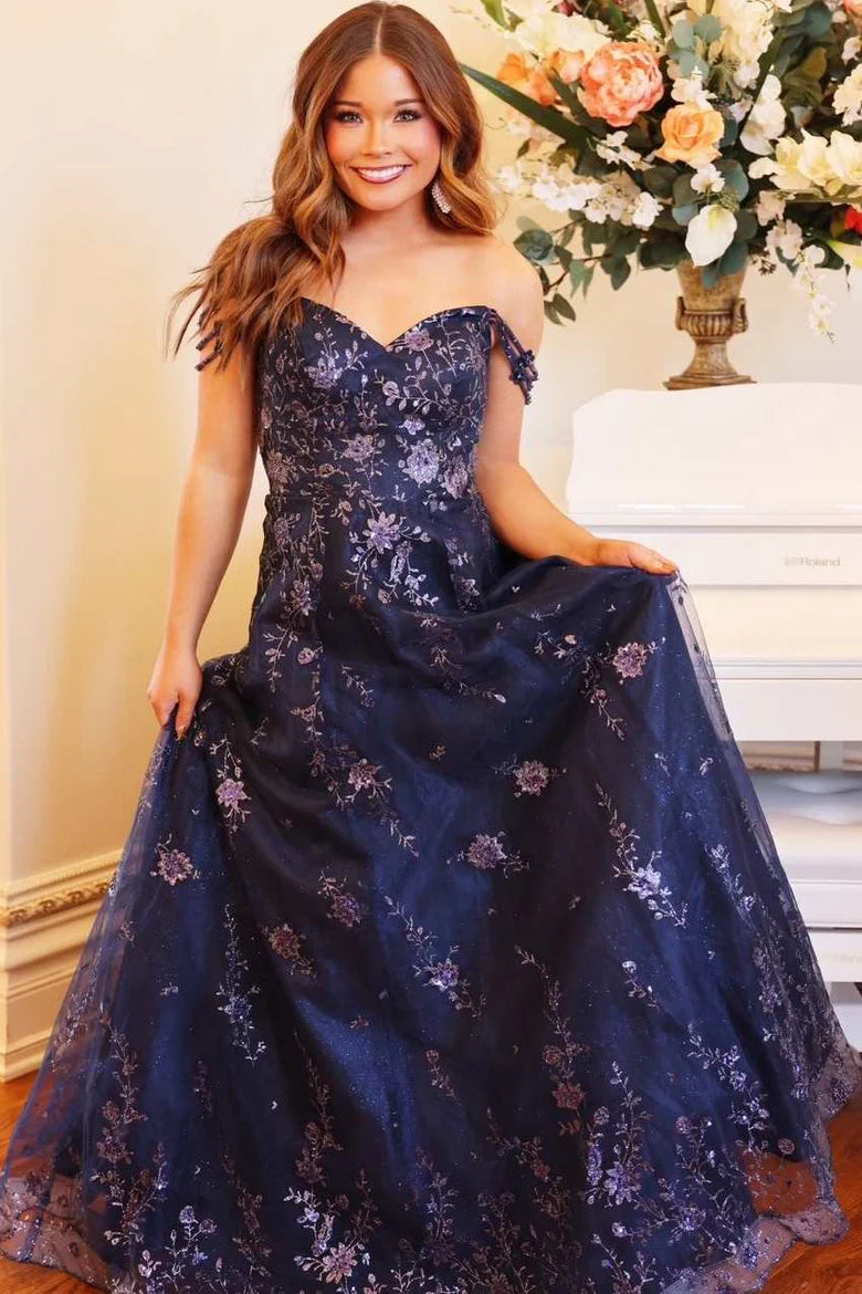 Elegant One Shoulder Sweetheart Neckline 3D Floral Lace Appliqué Sequin Embellished A Line Tulle Evening Dress For Prom Wedding Guest Bridesmaid Formal Gala