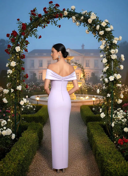 Elegant Purple Satin One-Shoulder Crystal Beaded Mermaid Silhouette Formal Evening Prom Party Gown