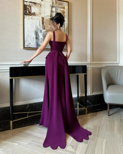 Elegant Sleeveless Sweetheart Beaded Detail Draped Waist Satin Bodycon Maxi Prom Dress With Scallop Train For Formal Evening Wedding Guest