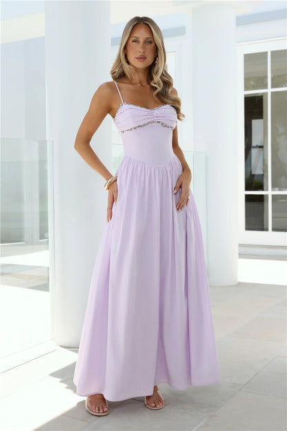 Elegant Spaghetti Strap Square Neck Open Back Floral Embroidered Detail A Line Maxi Evening Dress For Formal Evening Prom Wedding Guest Bridesmaid Cocktail Party Gala