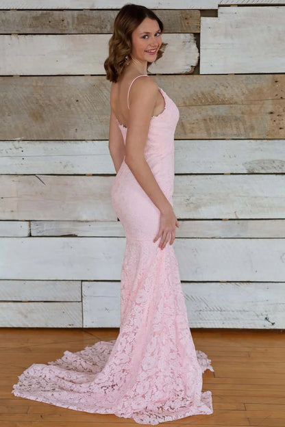 Elegant Spaghetti Strap Sweetheart Neckline 3D Floral Lace Scalloped Edge Mermaid Maxi Evening Dress With Train For Formal Evening Prom Wedding Guest Bridesmaid Beach Wedding Gala