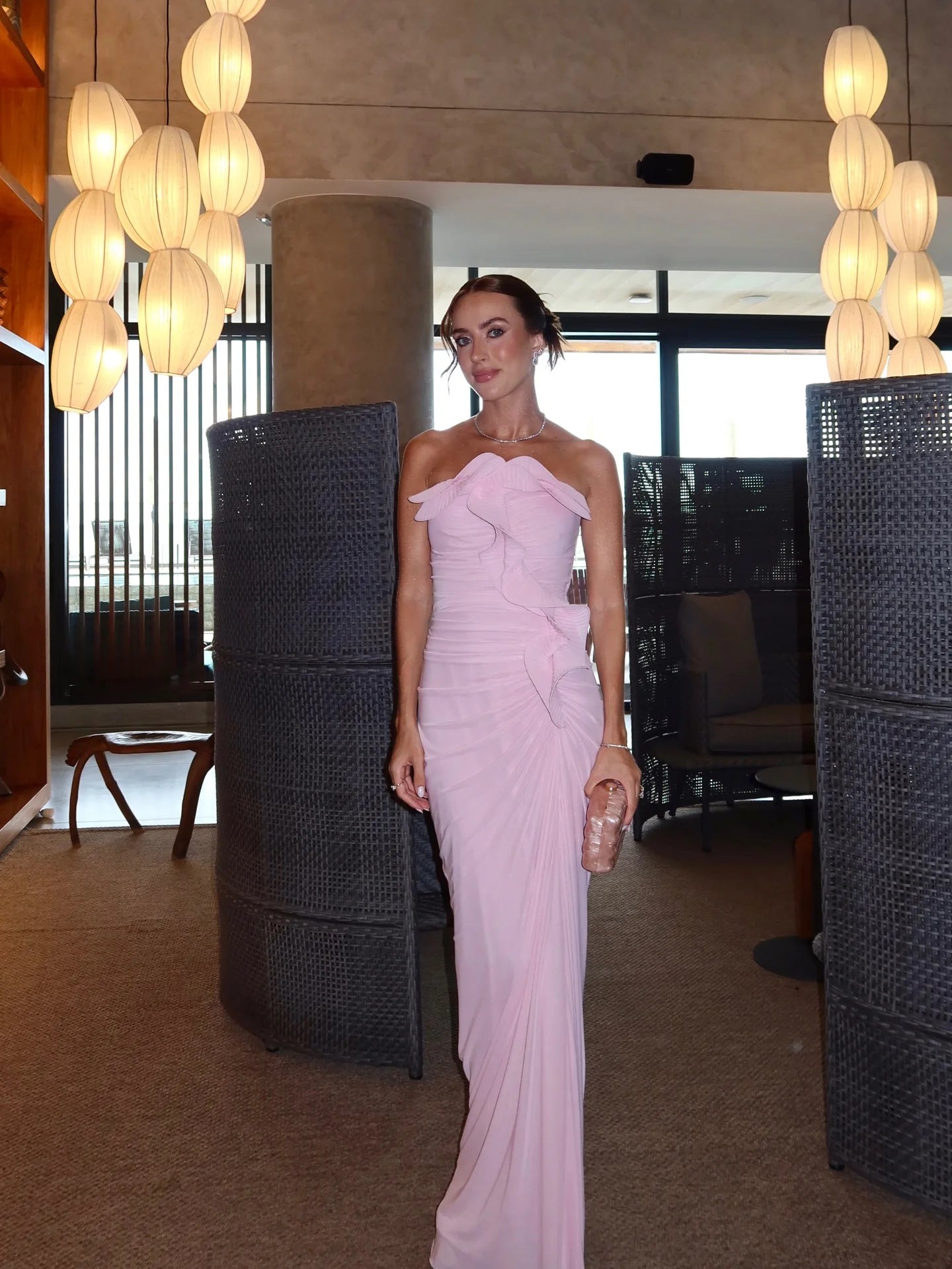 Elegant Strapless Ruffle Detail Ruched Bodycon Maxi Prom Dress For Formal Evening Wedding Guest