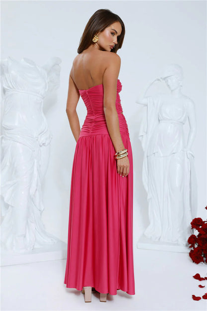 Elegant Strapless Sweetheart Neckline Ruched Bodice 3D Rose Flower Detail Cutout Waist A Line Maxi Evening Dress For Formal Evening Prom Wedding Guest Bridesmaid Cocktail Party Gala