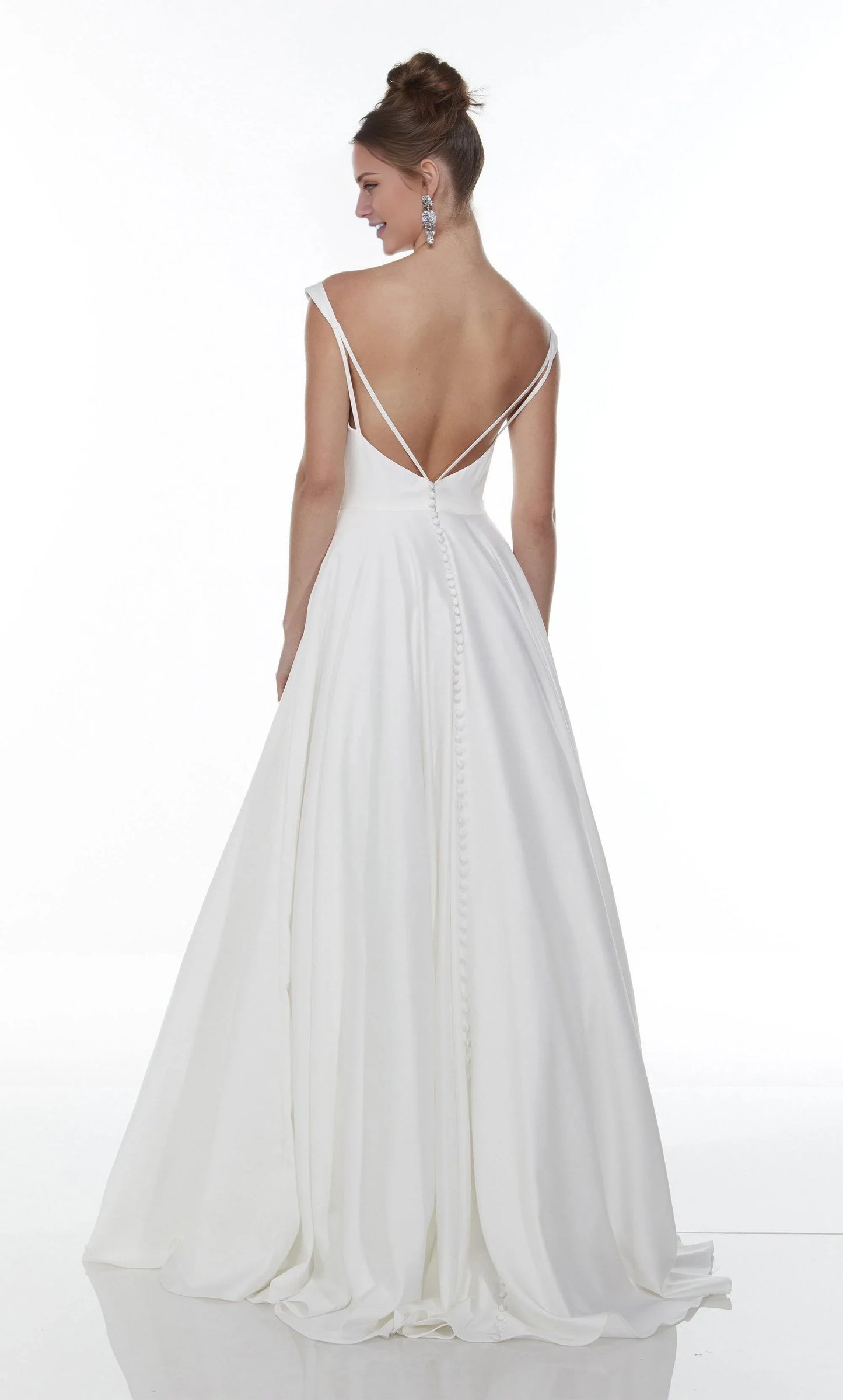 Elegant A-Line Boat Neck Cap Sleeve Modern White Floor-Length Wedding Gown