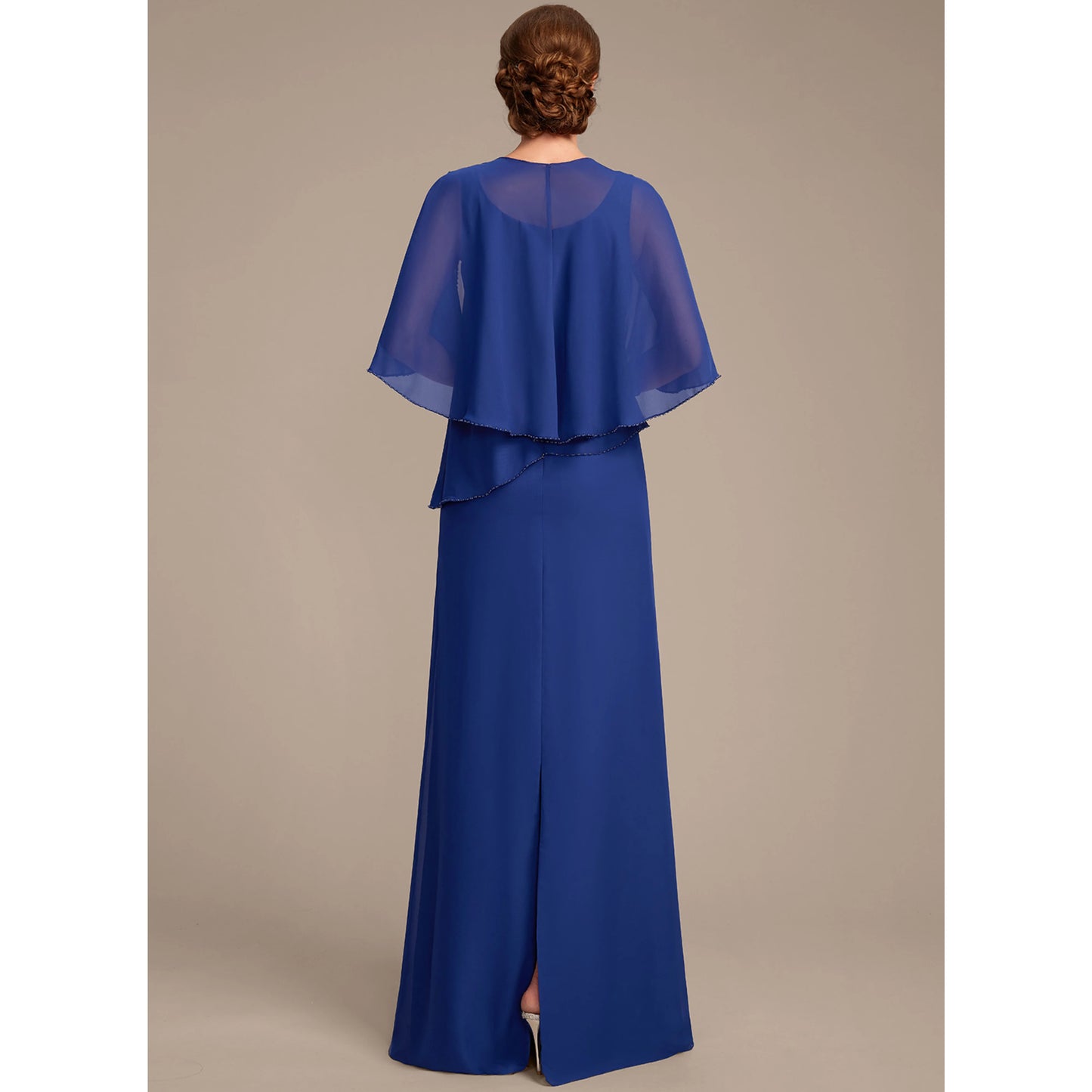 Elegant A-Line Boat Neck Layered Royal Blue Floor-Length Mother of the Bride Gown
