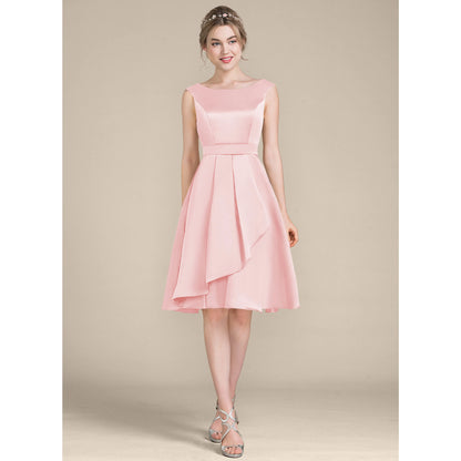 Elegant A-Line Boat Neck Sleeveless Charming Pink Knee-Length Homecoming Dress for Women