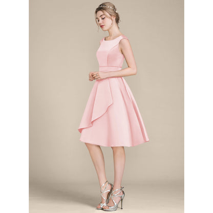 Elegant A-Line Boat Neck Sleeveless Charming Pink Knee-Length Homecoming Dress for Women