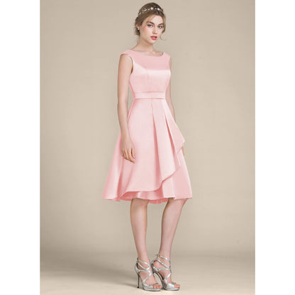 Elegant A-Line Boat Neck Sleeveless Charming Pink Knee-Length Homecoming Dress for Women