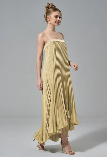 Elegant A-Line Cowl-Neck Sleeveless Tie-Back Sage Floor-Length Bridesmaid Dress Women Gown