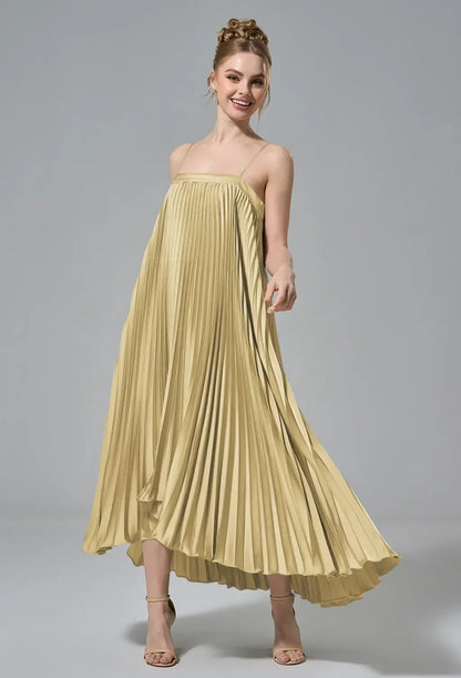 Elegant A-Line Cowl-Neck Sleeveless Tie-Back Sage Floor-Length Bridesmaid Dress Women Gown