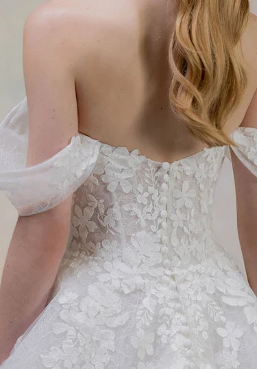 Elegant A-Line Off-Shoulder Sleeveless Corset Ivory Floor-Length Wedding Dresses Bridal Gown