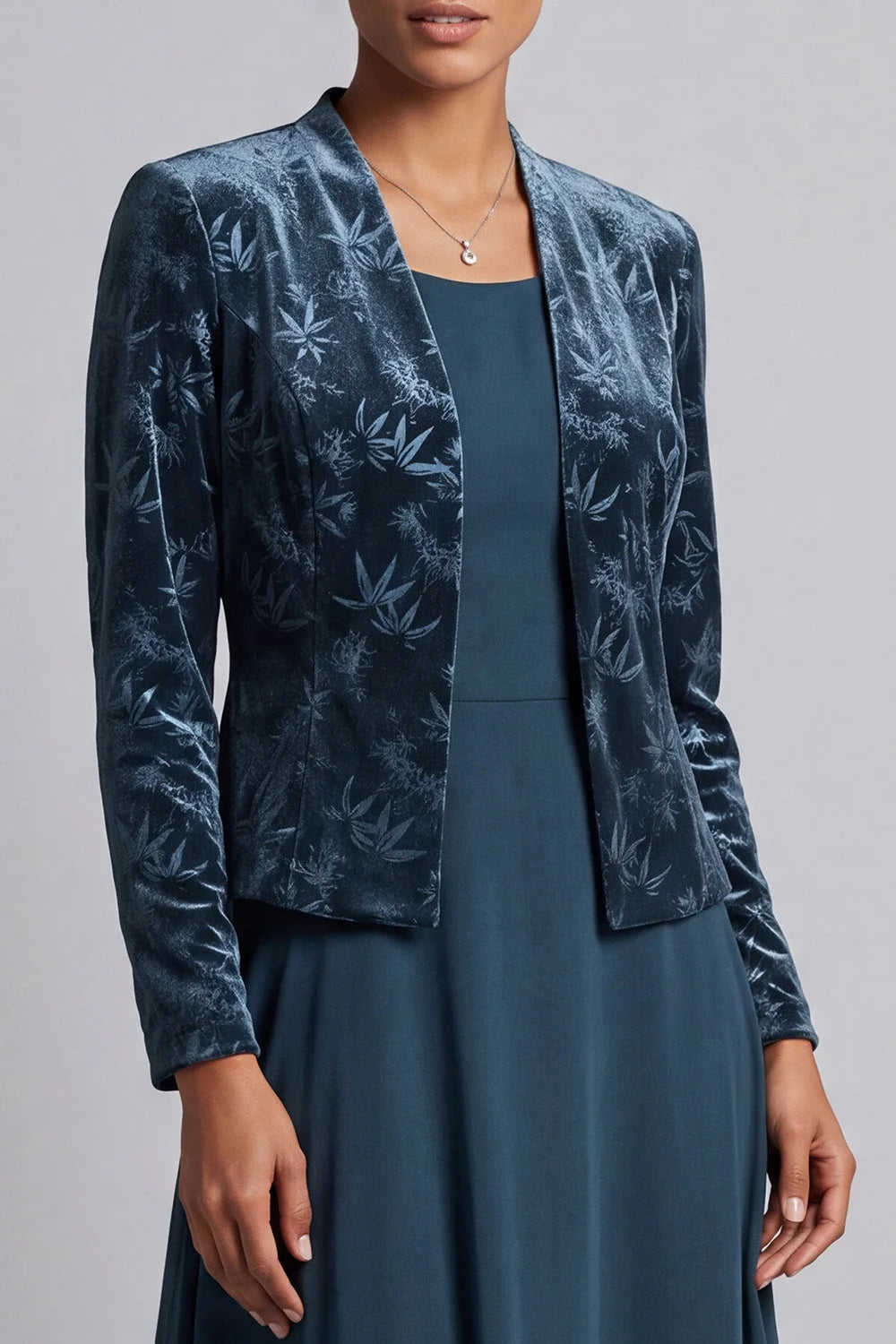 Elegant A-Line Sleeveless Teal Blue Prom Dress With Velvet Jacket Women's Gown
