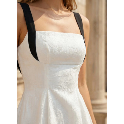 Elegant A-Line Square Neck Sleeveless Bowknot Back White Short Homecoming Dress