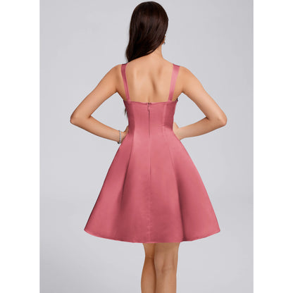 Elegant A-Line Square Neck Sleeveless Dusty Rose Short Homecoming Dress For Women