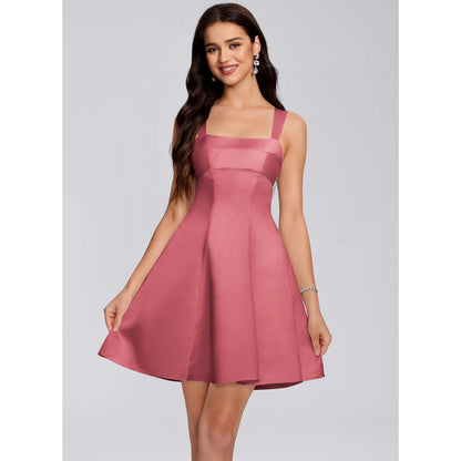 Elegant A-Line Square Neck Sleeveless Dusty Rose Short Homecoming Dress For Women