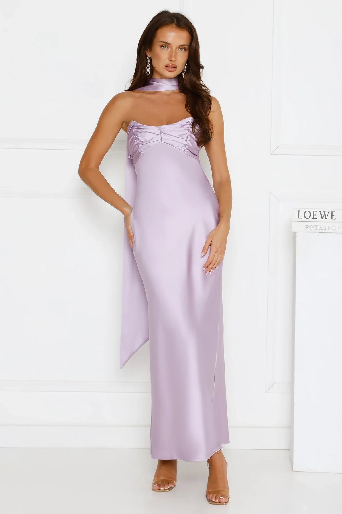 Elegant A-Line Strapless Sleeveless Ruched Backless Lilac Floor-Length Prom Dresses Women's Gown