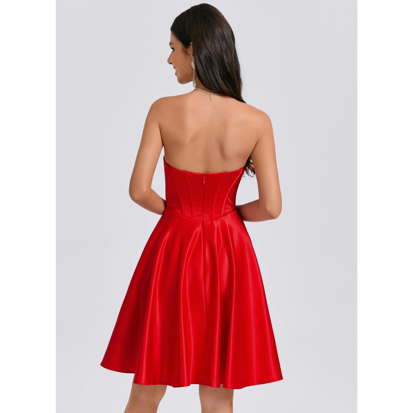 Elegant A-Line Strapless Sweetheart Bowknot Red Short Homecoming Dress for Women