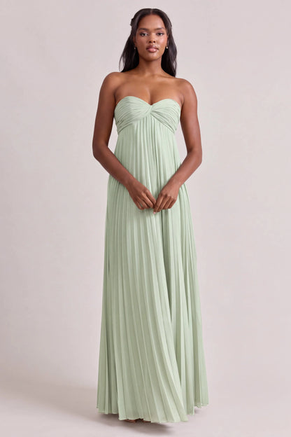 Elegant A-Line Strapless Sweetheart Ruched Mint Green Floor-Length Prom Dresses Women's Gown