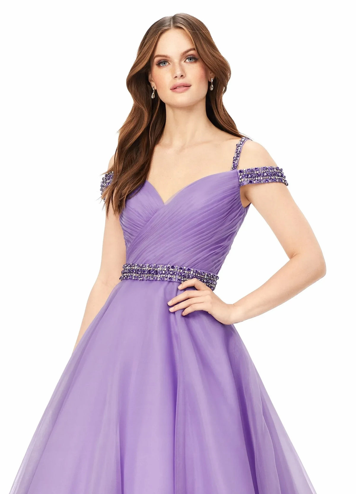 Elegant A-Line Sweetheart Off-Shoulder Beaded Sky Blue Floor-Length Evening Gown