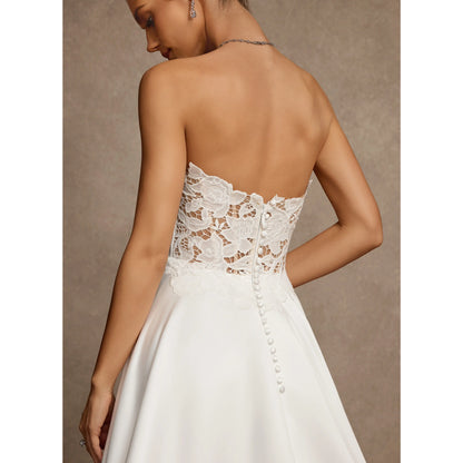 Elegant A-Line Sweetheart Sleeveless Applique Ivory Floor-Length Wedding Bridal Gown