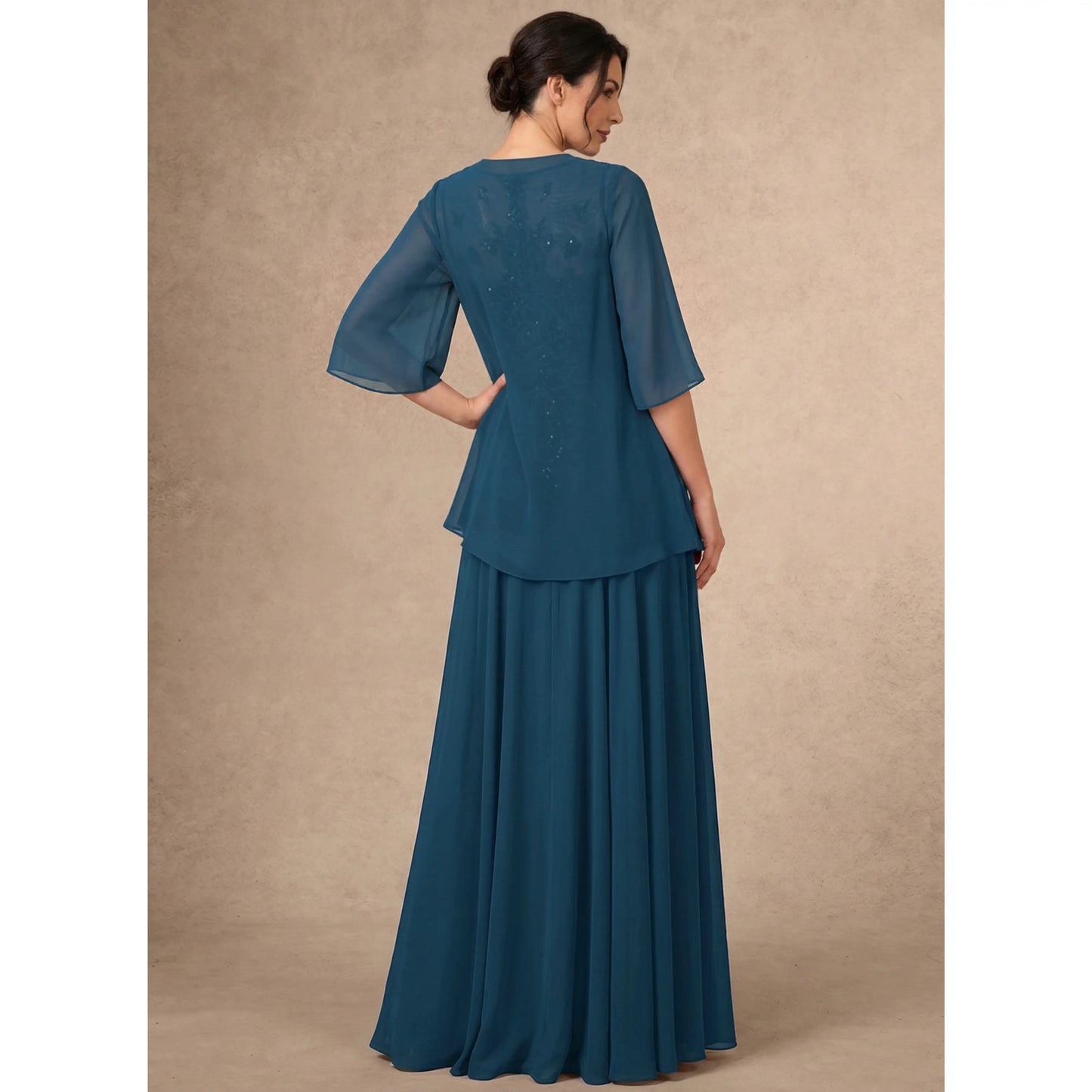 Elegant A-Line Sweetheart Sleeveless Embellished Teal Floor-Length Mother Of The Bride Gown