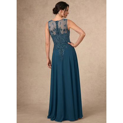 Elegant A-Line Sweetheart Sleeveless Embellished Teal Floor-Length Mother Of The Bride Gown
