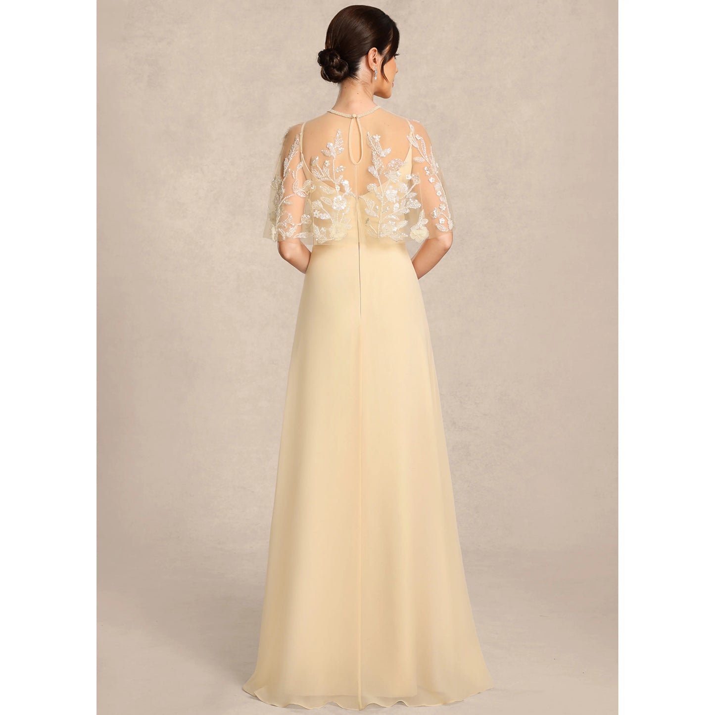Elegant A-Line Sweetheart Sleeveless Embroidered Flowy Champagne Floor-Length Mother Of The Bride Dresses Women's Gown