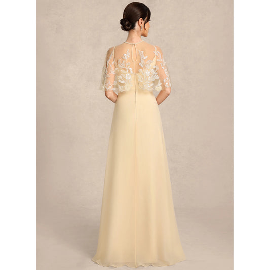 Elegant A-Line Sweetheart Sleeveless Embroidered Flowy Champagne Floor-Length Mother Of The Bride Dresses Women's Gown