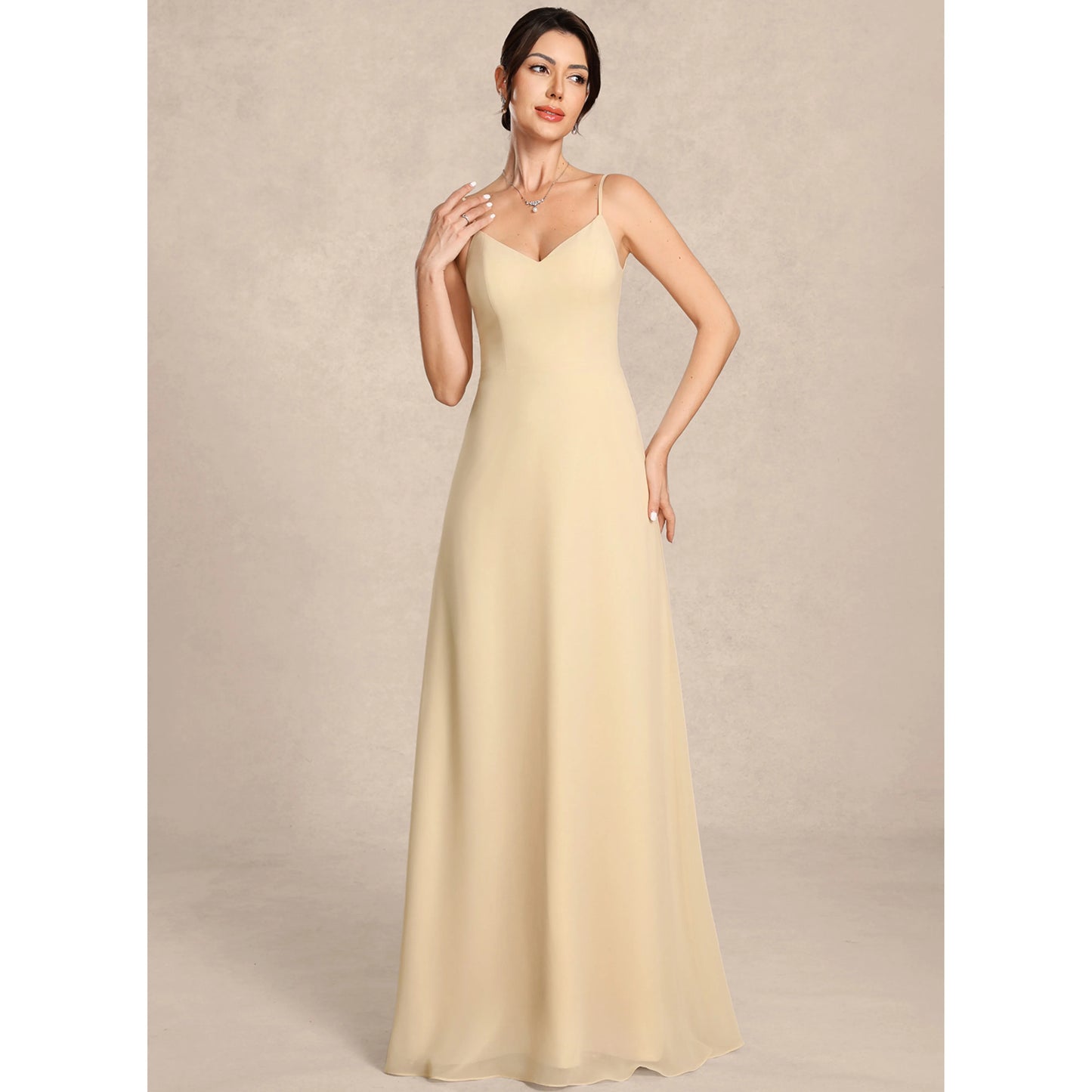 Elegant A-Line Sweetheart Sleeveless Embroidered Flowy Champagne Floor-Length Mother Of The Bride Dresses Women's Gown