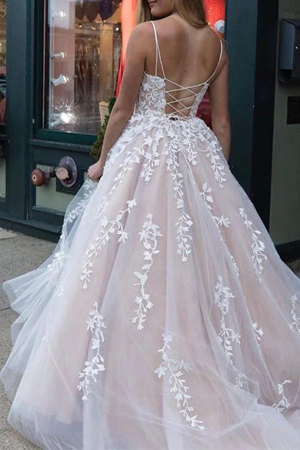 Elegant A-Line Sweetheart Sleeveless Floral Applique Blush Pink Floor-Length Prom Dress