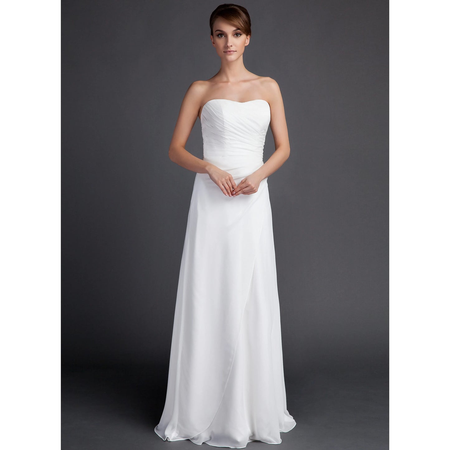 Elegant A-Line Sweetheart Sleeveless Flowy White Floor-Length Wedding Gown