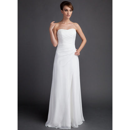 Elegant A-Line Sweetheart Sleeveless Flowy White Floor-Length Wedding Gown