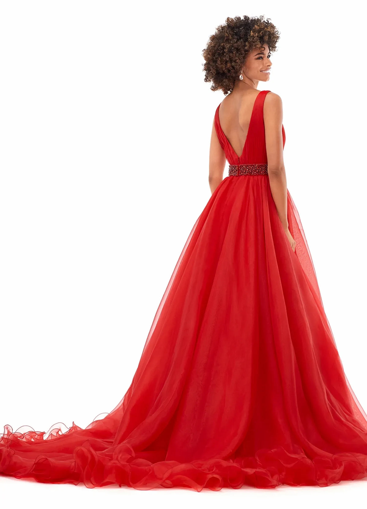 Elegant A-Line V-Neck Sleeveless Beaded Flowy Royal Blue Floor-Length Evening Dress