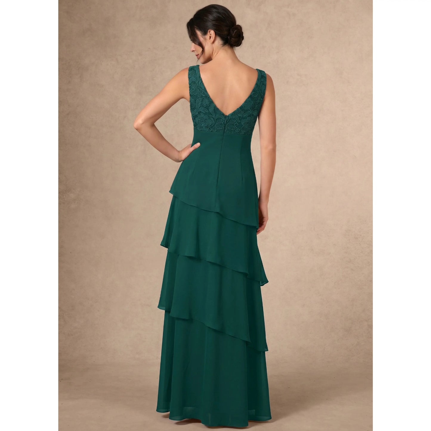 Elegant A-Line V-Neck With Jacket Dark Green Floor-Length Mother of the Bride Dress