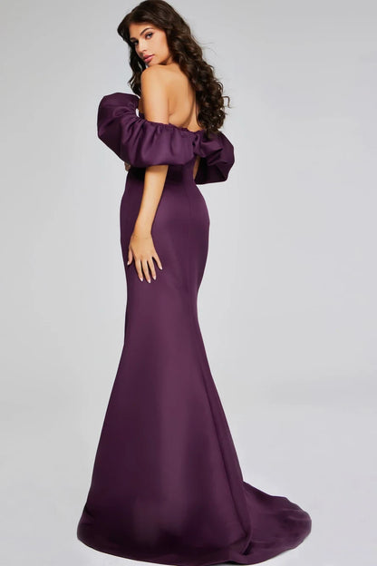 Elegant Mermaid Off-Shoulder Ruffle Purple Maxi Mother of the Bride Dress