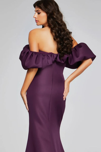 Elegant Mermaid Off-Shoulder Ruffle Purple Maxi Mother of the Bride Dress