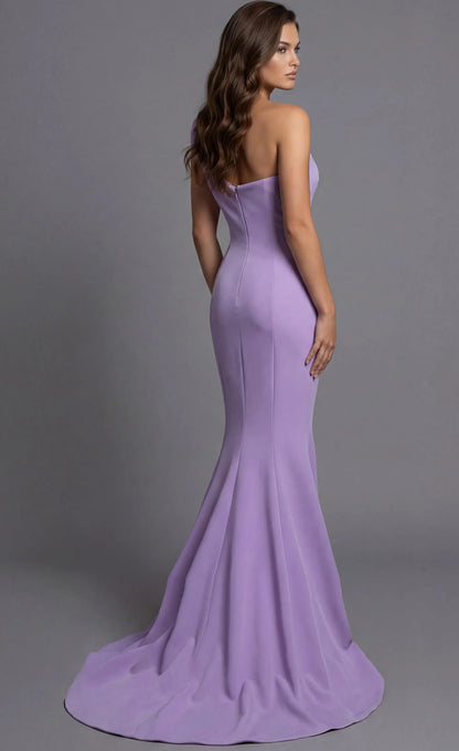Elegant Mermaid One-Shoulder Draped Lavender Floor-Length Evening Dresses Gown