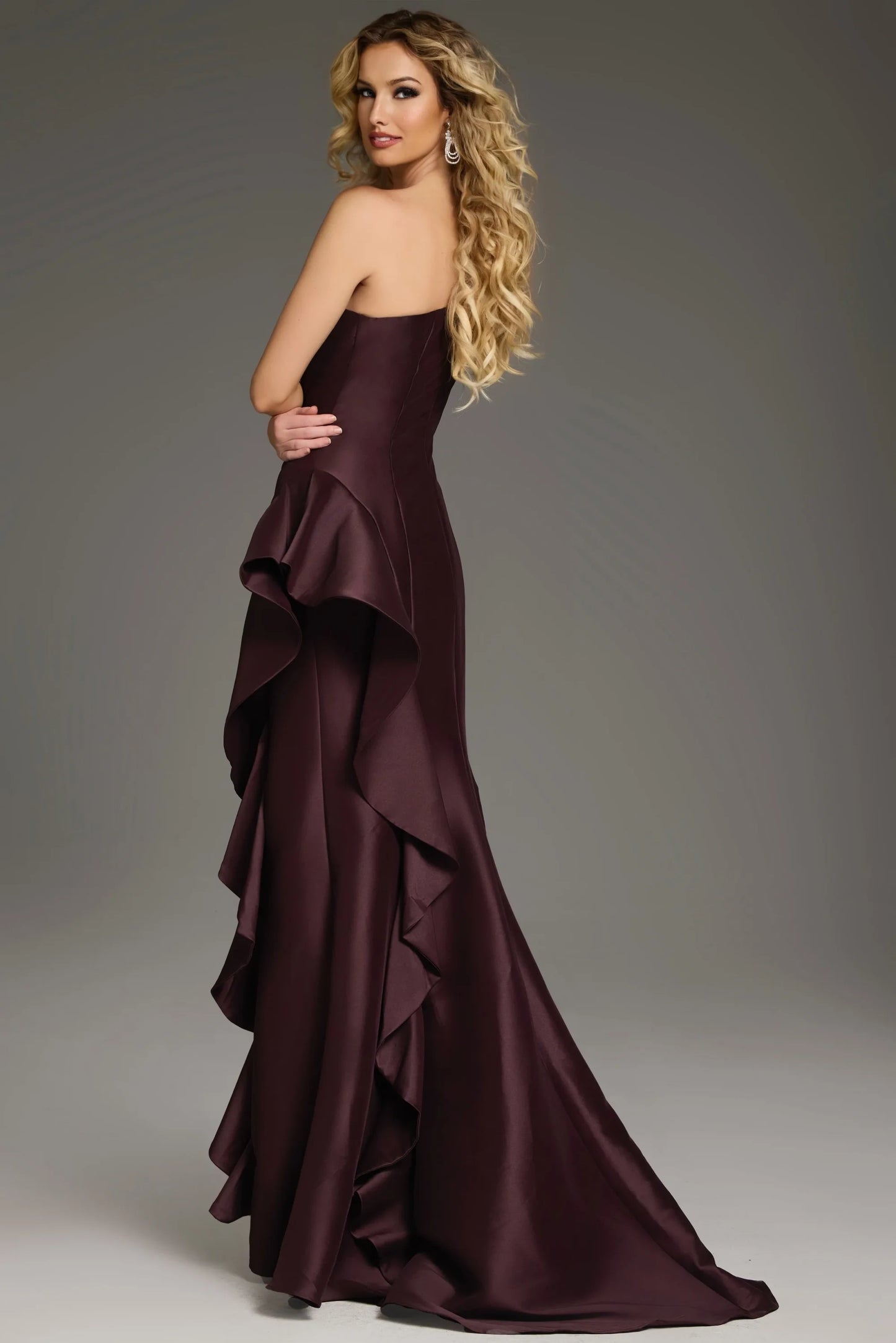 Elegant Mermaid One-Shoulder Ruffled Royal Blue Floor-Length Mother of the Bride Gown
