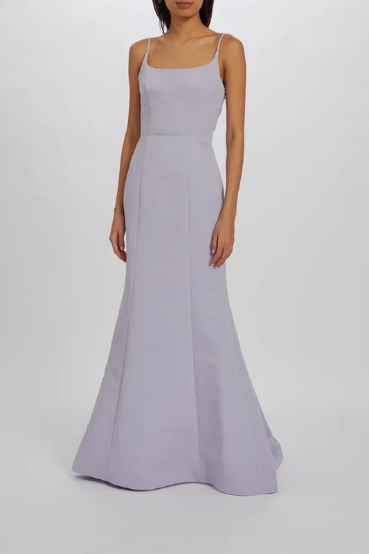 Elegant Mermaid Scoop Sleeveless Criss-Cross Back Lavender Floor Bridesmaid Gown