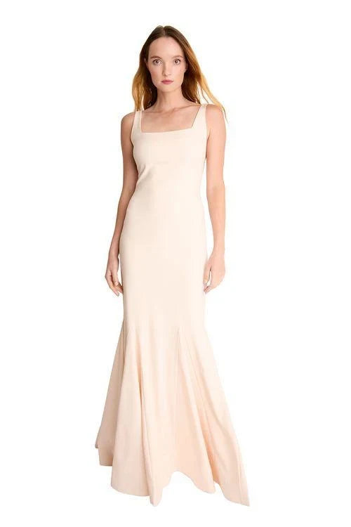 Elegant Mermaid Square Neck Sleeveless Chic Sophisticated Light Peach Floor-Length Bridesmaid Dress